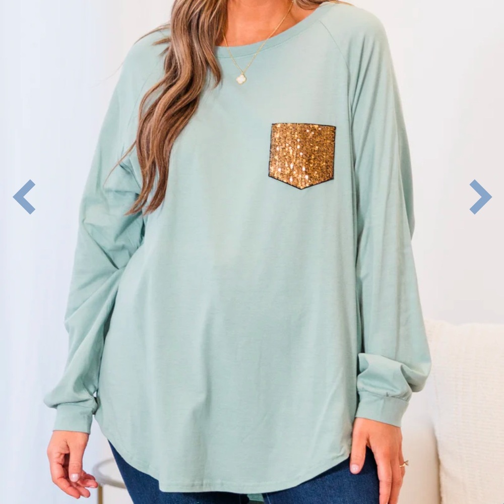 3x Mint Tunic with Sequin Pocket